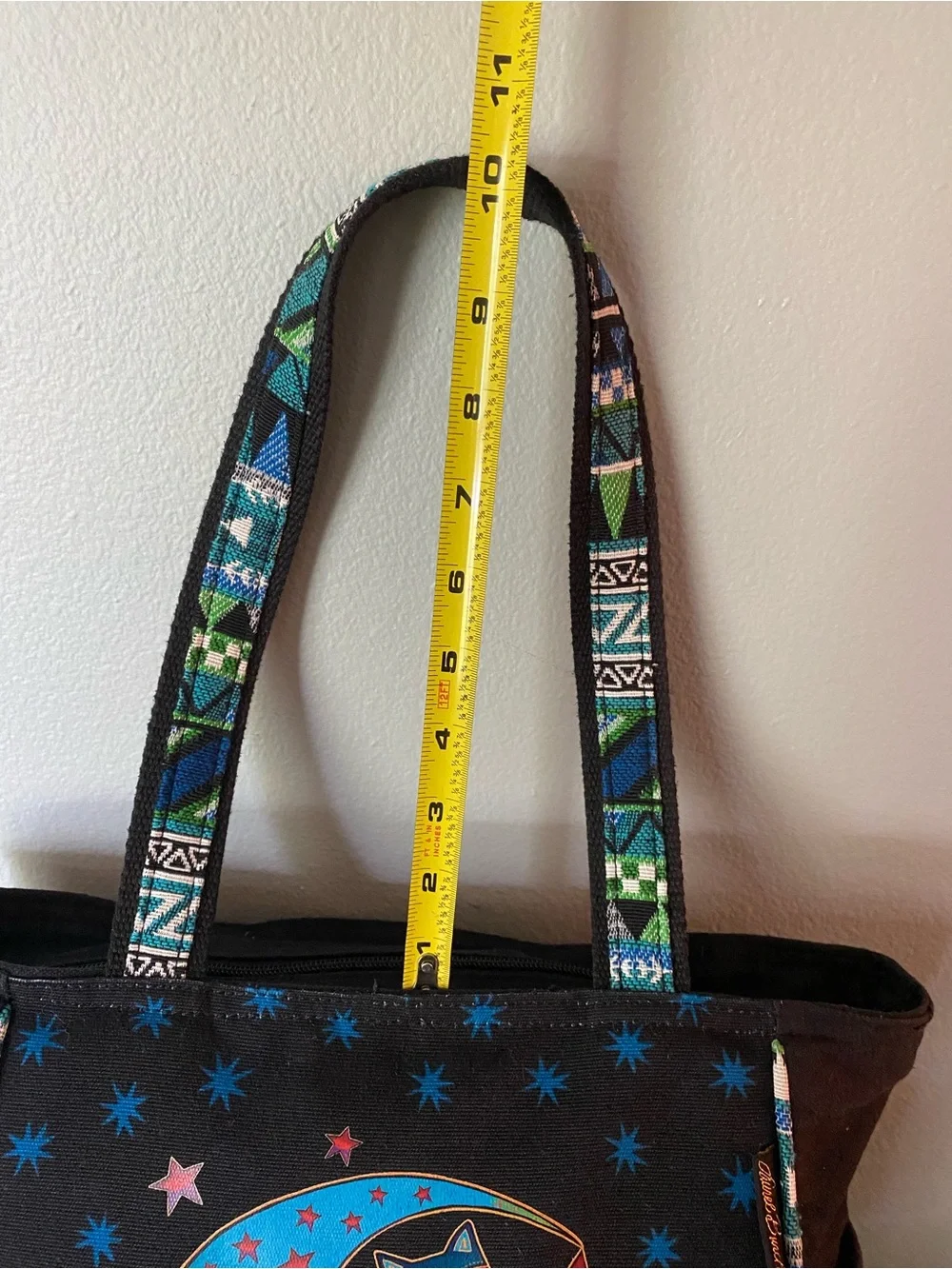 Laurel Burch Moonside Cat Celestial Medium Canvas Tote Bag